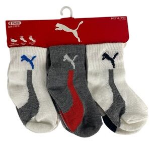 Puma Baby 6 Pack Quarter Crew Socks Size 12-24 monts NEW